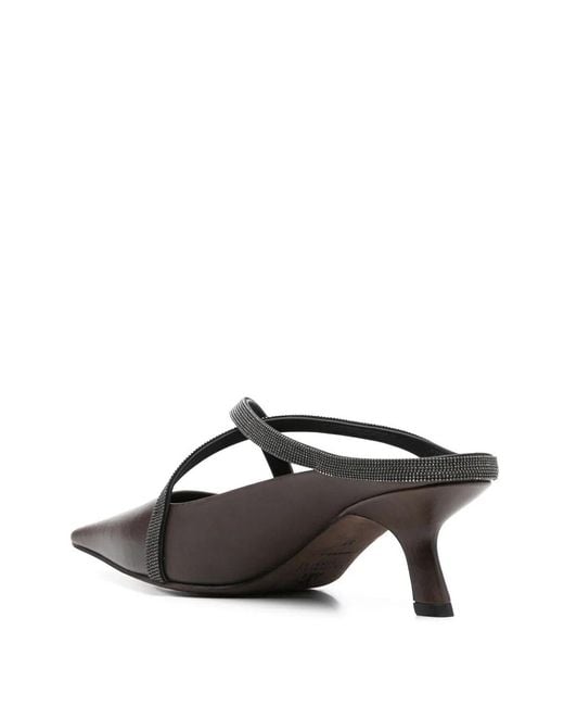 Brunello Cucinelli Brown Square Pointed Sandals