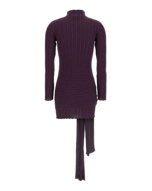GIUSEPPE DI MORABITO Purple Jewel Brooch Dress