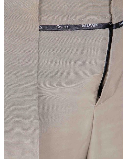 Balmain Gray Taupe Cupro Pleated Pants for men