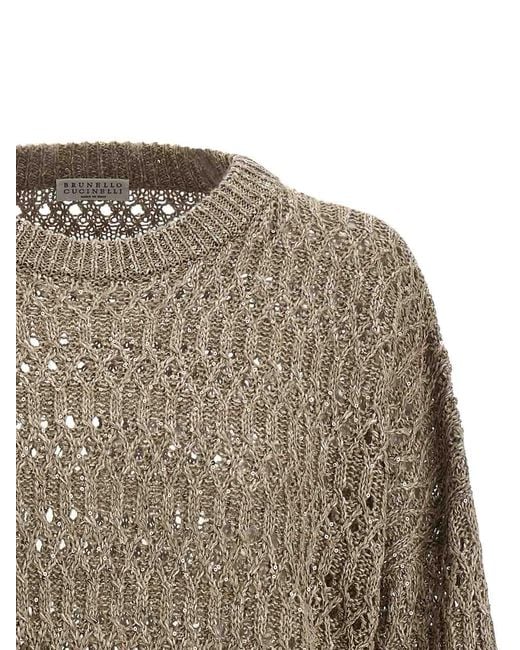 Brunello Cucinelli Natural Micro Sequin Sweater