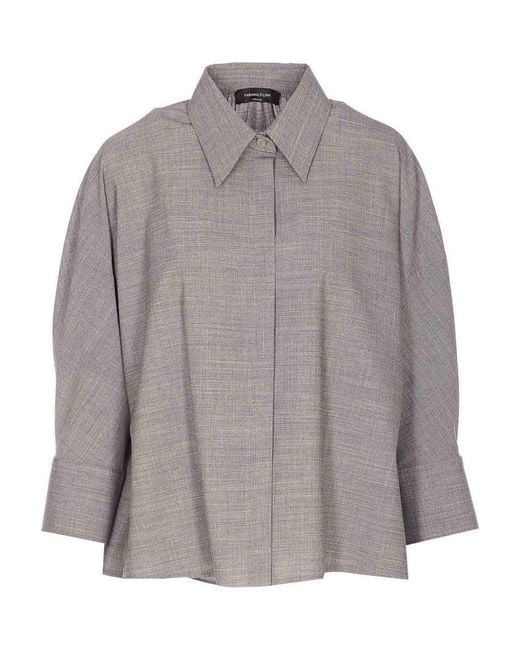Fabiana Filippi Gray Front-Button Shirt