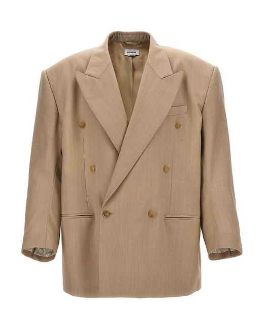 Hed Mayner Natural Double-breasted Wool Blazer for men