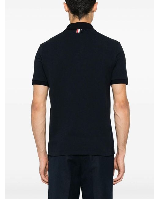Thom Browne Black Cotton Polo Shirt for men