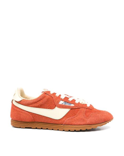 Autry Red Windspin Suede And Leather Trainers