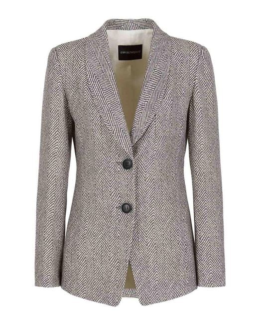 Emporio Armani Gray Single-breasted Blazer Jacket