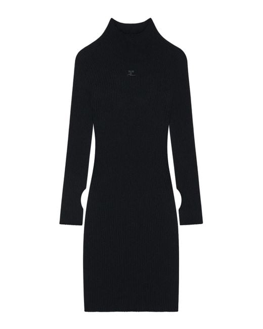 Courreges Black Organic Cotton Mini Dress