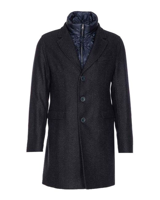 Herno Blue Single Breasted Coat for men