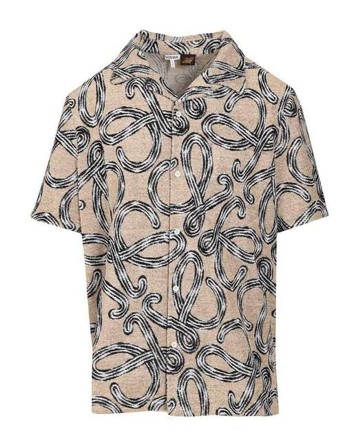 Loewe Gray Short-Sleeved Jacquard Cotton Terry Shirt for men