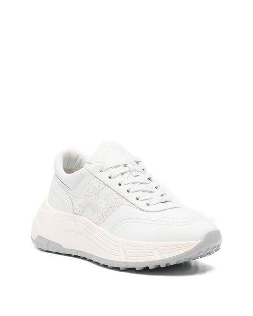 Hogan White Hi-Fi Leather Sneakers