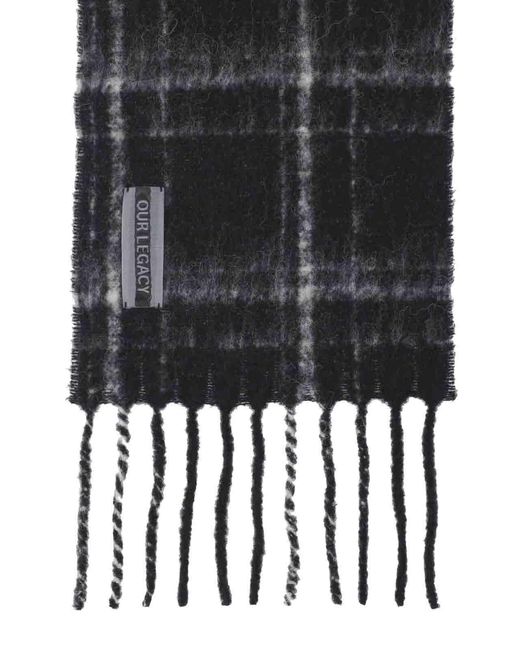 Our Legacy Black Checked Scarf for men