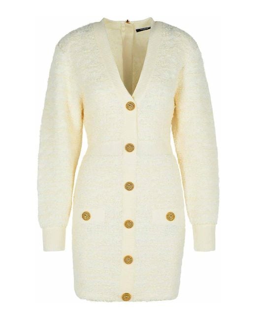 Balmain White Wool Blend Dress