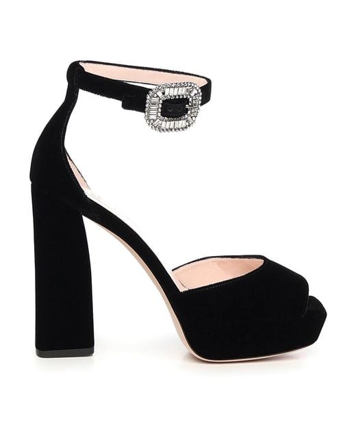 Roger Vivier Black Velvet Platform Sandals