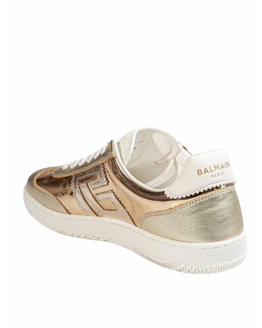 Balmain White Balmain Laminated Leather Swan Sneakers