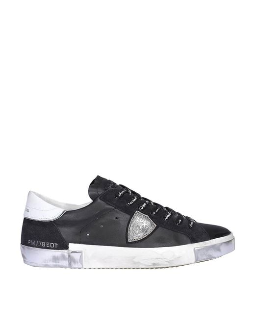 Philippe Model Black Paris X Leather Sneakers for men