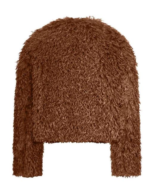 Tagliatore Brown Faux-Fur Long-Sleeve Jacket
