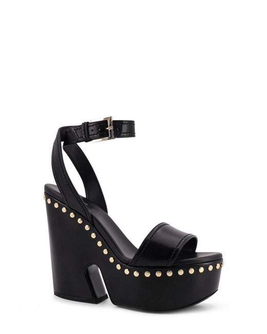 Givenchy Black Studded Leather Wedge Sandals