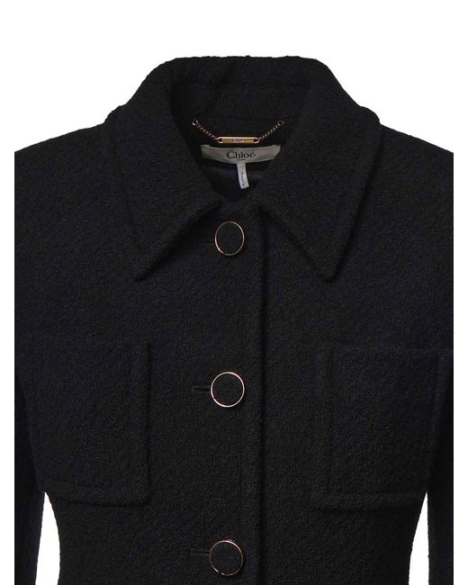 Chloé Black Tailored Boucl Wool Jacket