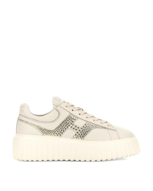 Hogan Natural H-Stripes Leather Sneakers