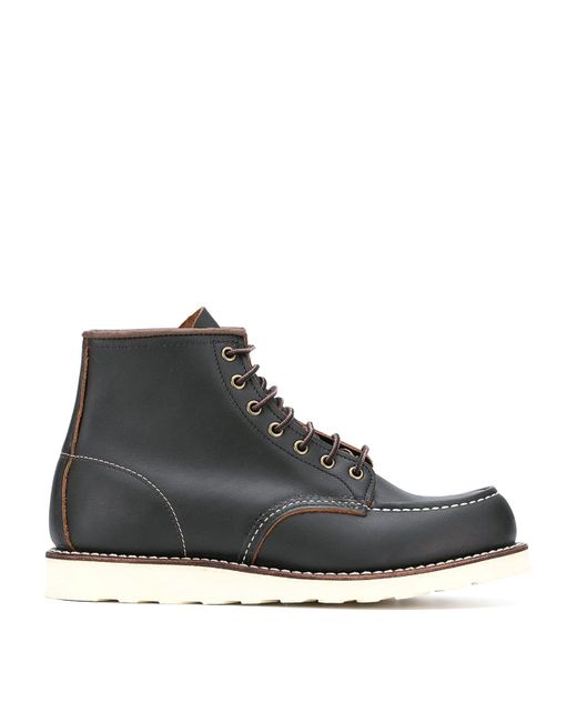 Red Wing Black Classic Moc Leather Ankle Boots for men