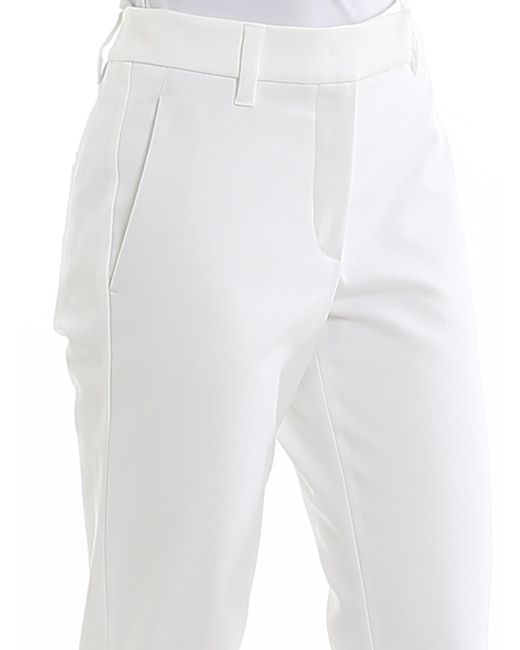 Brunello Cucinelli White Cotton Twill Chino Trousers