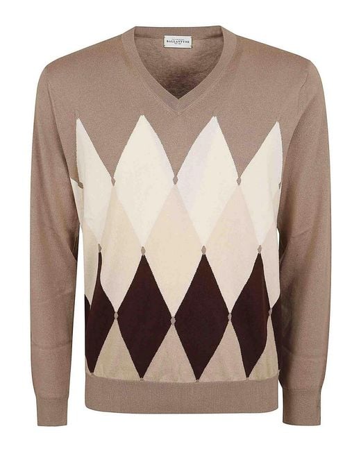 Ballantyne Brown V Neck Pullover for men