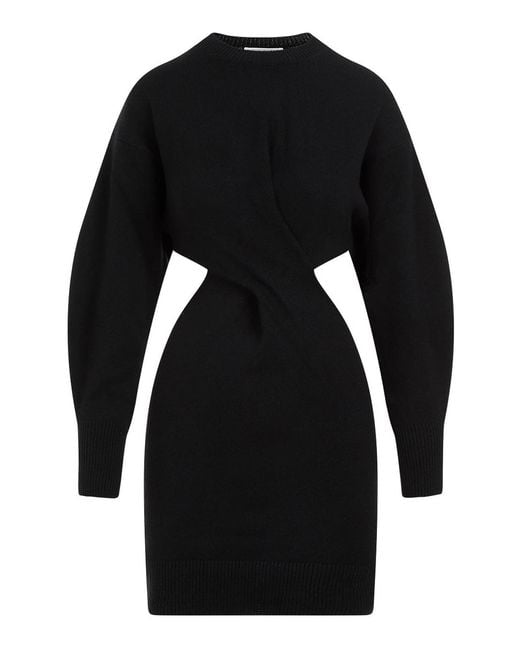 McQueen Black Wool Mini Dress