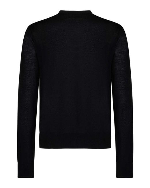 DSquared² Black Tricot Wool V-Neck Cardigan for men