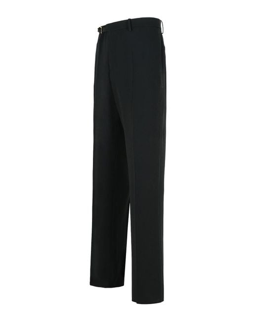 Versace Black Straight-Leg Wool Blend Pants for men