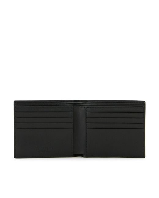 Giorgio Armani Black Printed Leather Bifold Wallet for men