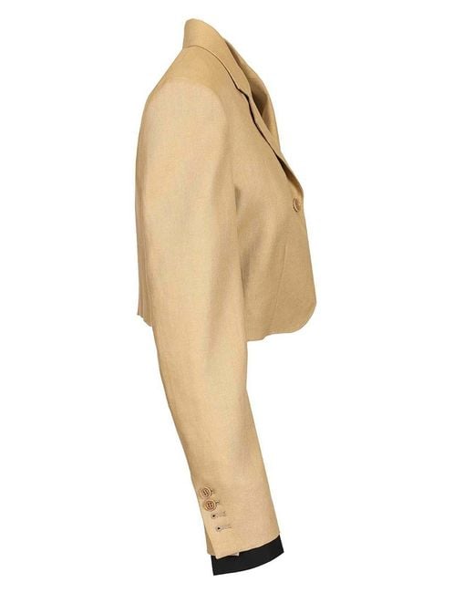 Max Mara Natural Linen Diagonal Crop Jacket