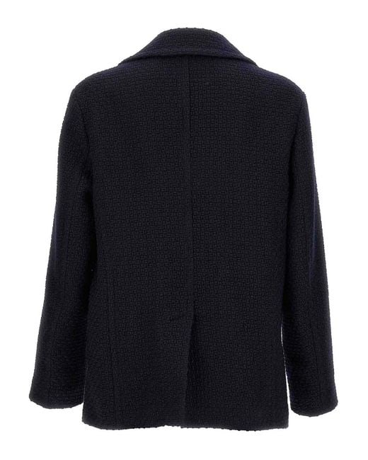 Etro Blue Peacoat Coat for men
