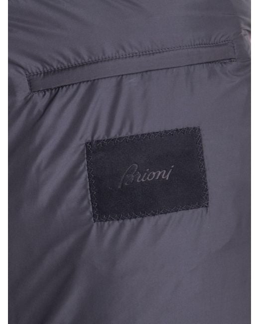 Brioni Blue Leather Down Jacket for men