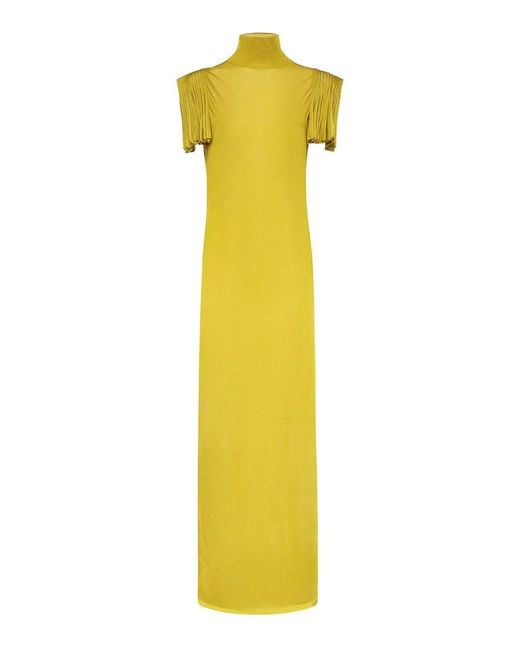 Alaïa Yellow Long Viscose Dress