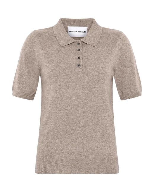 EMERSON RENALDI Natural Button-Down Polo Shirt