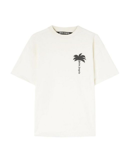 Palm Angels White T-shirt With Print for men