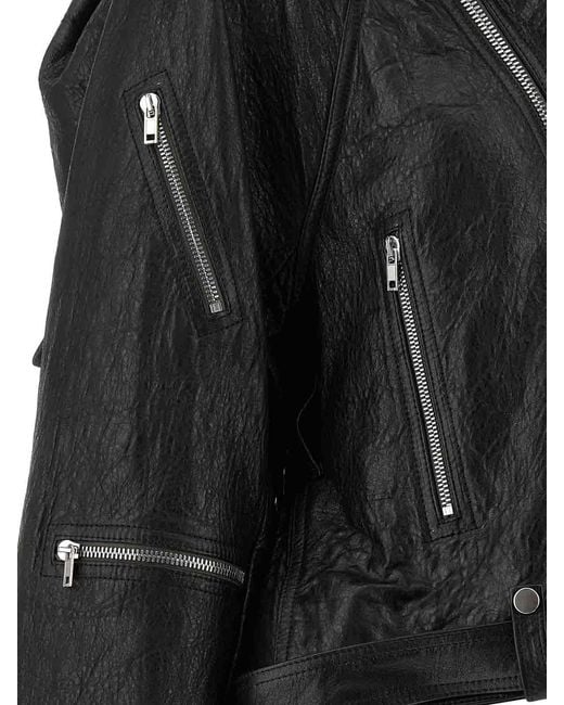 Rick Owens Black Cropped Scarf Flight Jacket