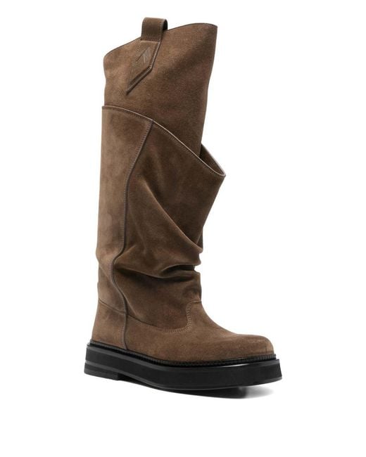 The Attico Brown Passeggiata Suede Leather Boots