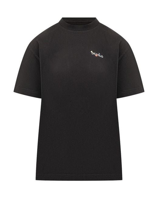 Off-White c/o Virgil Abloh Black Arrow Glass Flower Cotton T-Shirt