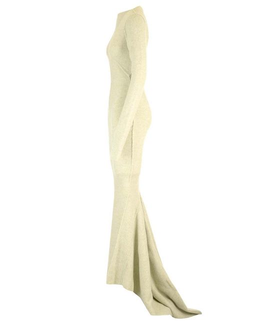Rick Owens Yellow Ribbed Knit Mermaid Dress
