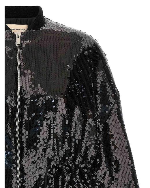 Alexandre Vauthier Black Sequin Bomber Jacket