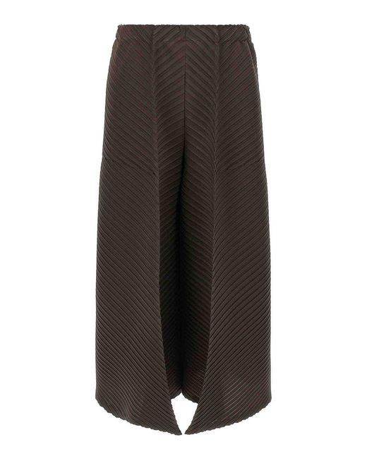 Issey Miyake Black Plaster Pleats Solid Pants