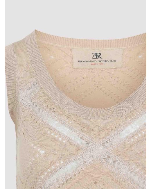 Ermanno Scervino Natural Sleeveless Knit Top