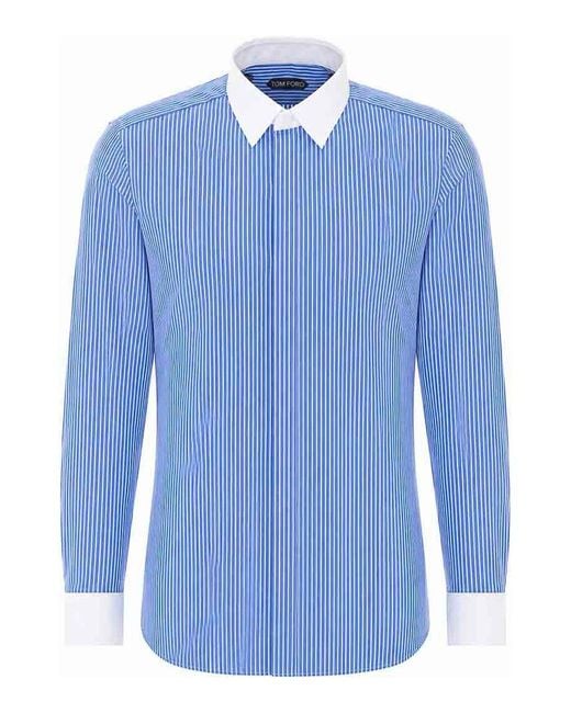 Tom Ford Blue Track Contrast Shirt for men