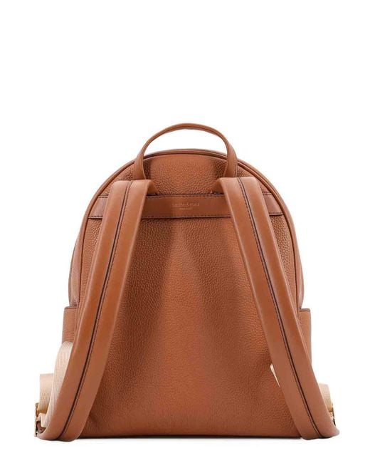 Michael Kors Brown Bex Leather Backpack With Frontal Logo Patch