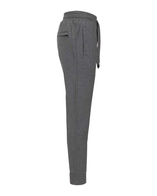 Dolce & Gabbana Gray Jersey Trousers With Heraldic Patch for men