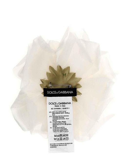 Dolce & Gabbana White Flower Brooch for men