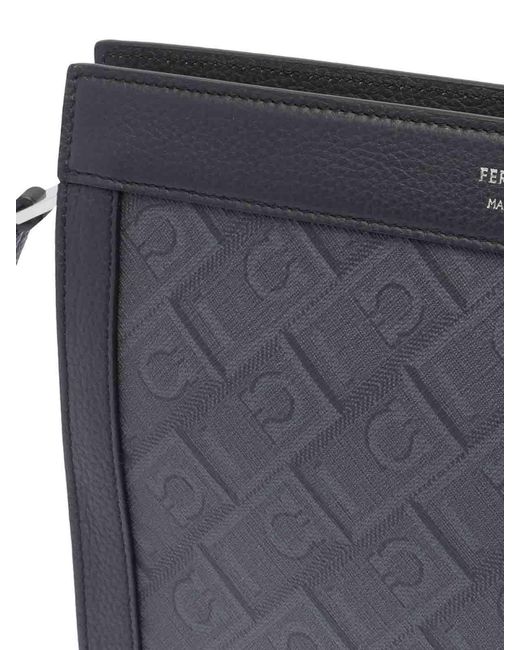 Ferragamo Gray Monogram Pouch for men