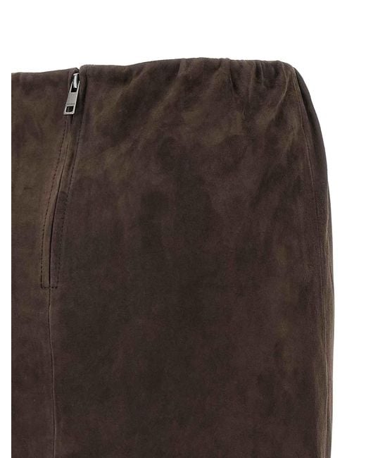 ROTATE BIRGER CHRISTENSEN Brown Suede Skirt