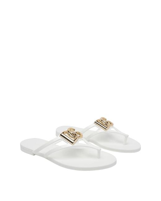Dolce & Gabbana White Logo Flip-Flop