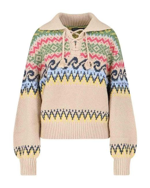 Polo Ralph Lauren Multicolor Fair-Isle Lace-Up Sweater